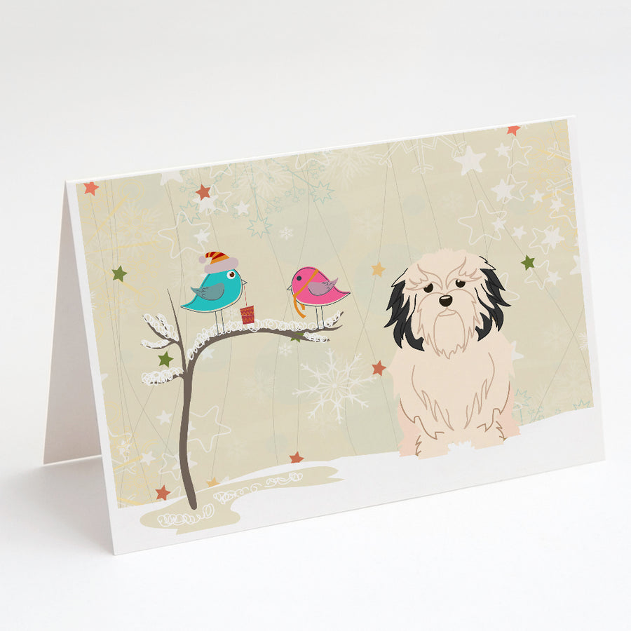 Christmas Presents between Friends Lowchen Greeting Cards and Envelopes Pack of 8 Image 1