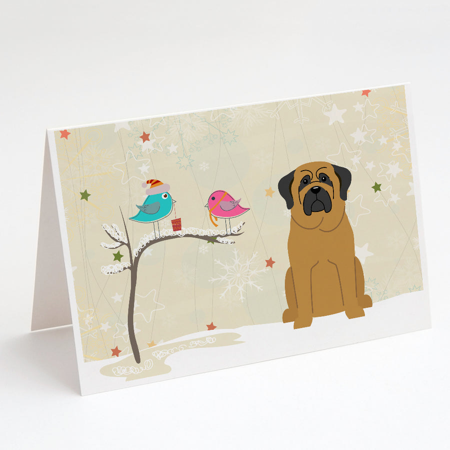 Christmas Presents between Friends Mastiff Greeting Cards and Envelopes Pack of 8 Image 1