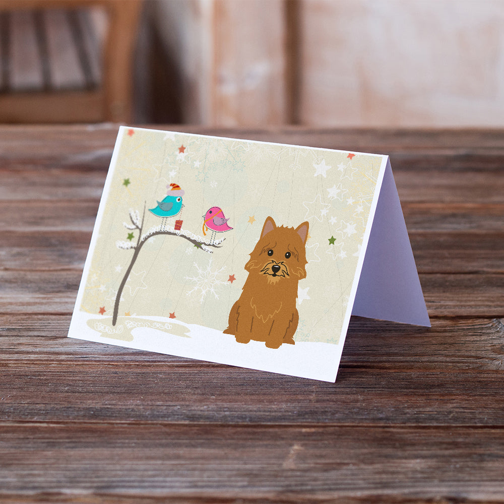 Christmas Presents between Friends Norwich Terrier Greeting Cards and Envelopes Pack of 8 Image 2