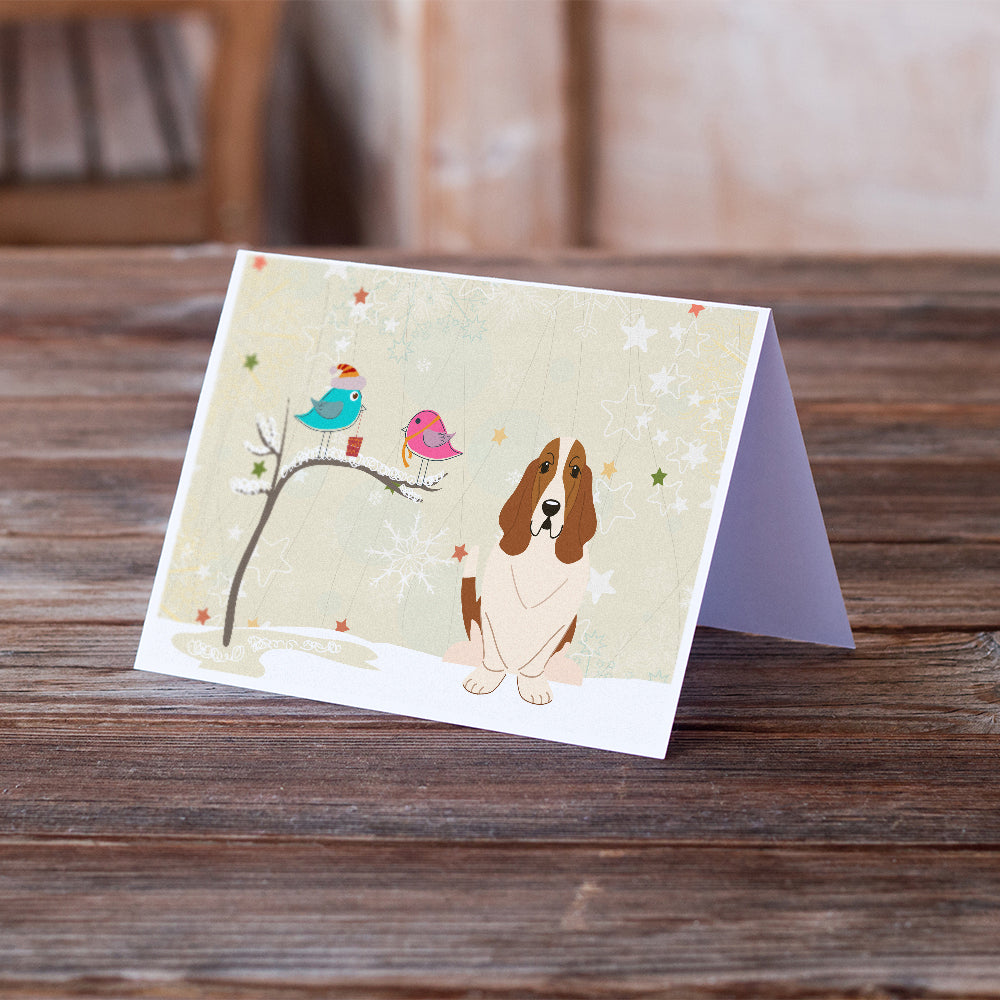 Christmas Presents between Friends Basset Hound Greeting Cards and Envelopes Pack of 8 Image 2