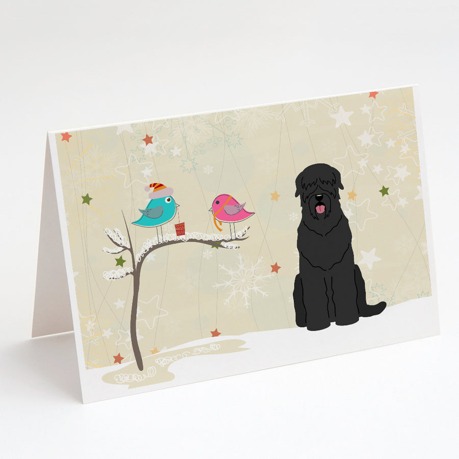 Christmas Presents between Friends Black Russian Terrier Greeting Cards and Envelopes Pack of 8 Image 1