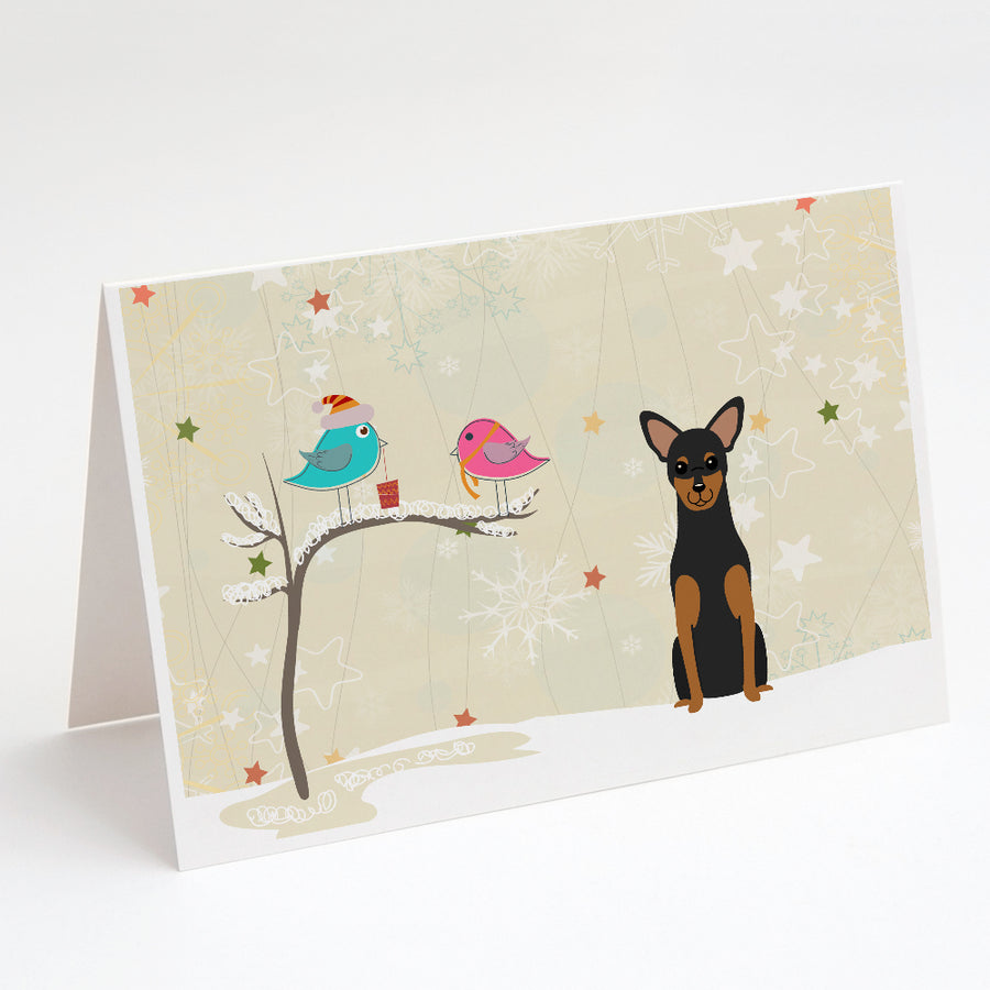 Christmas Presents between Friends Manchester Terrier Greeting Cards and Envelopes Pack of 8 Image 1