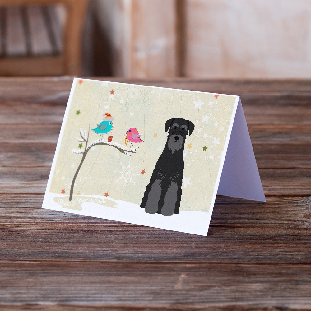 Christmas Presents between Friends Schnauzer - Black Greeting Cards and Envelopes Pack of 8 Image 2