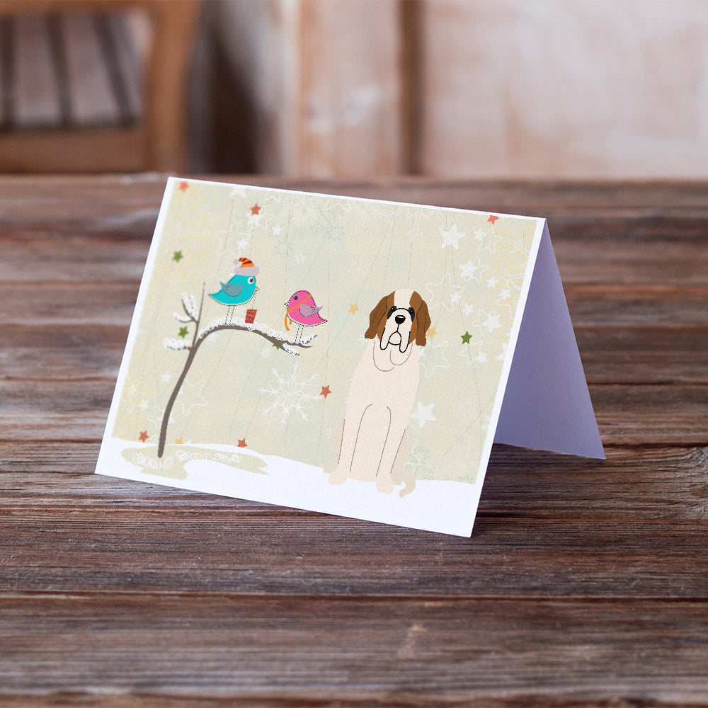 Christmas Presents between Friends Saint Bernard Greeting Cards and Envelopes Pack of 8 Image 2