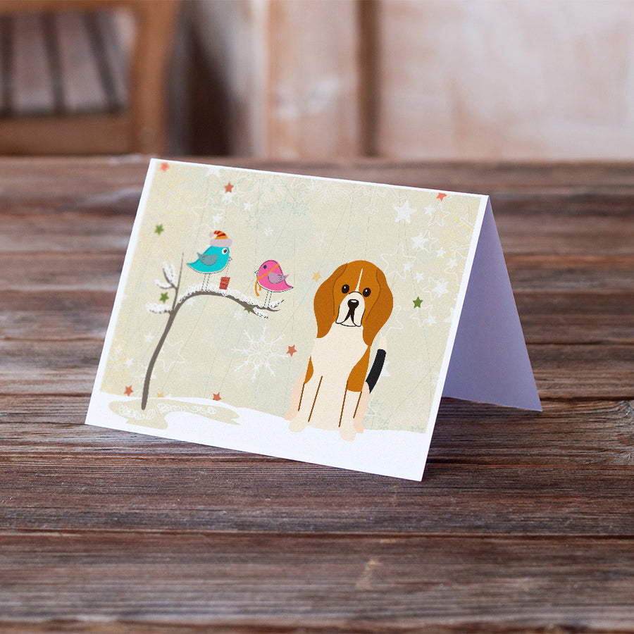 Christmas Presents between Friends Beagle Greeting Cards and Envelopes Pack of 8 Image 1
