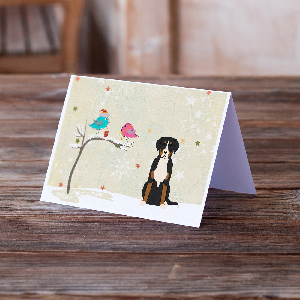 Christmas Presents between Friends Greater Swiss Mountain Dog Greeting Cards and Envelopes Pack of 8 Image 2