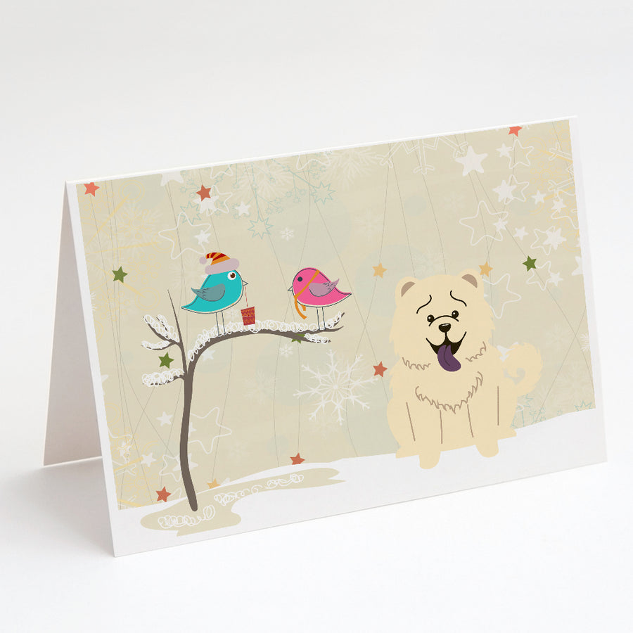 Christmas Presents between Friends Chow Chow - White Greeting Cards and Envelopes Pack of 8 Image 1