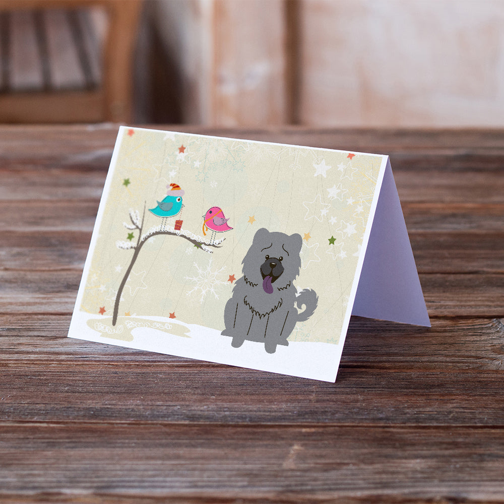 Christmas Presents between Friends Chow Chow - Blue Greeting Cards and Envelopes Pack of 8 Image 2