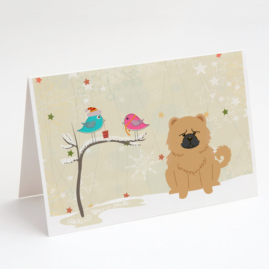 Christmas Presents between Friends Chow Chow - Cream Greeting Cards and Envelopes Pack of 8 Image 1