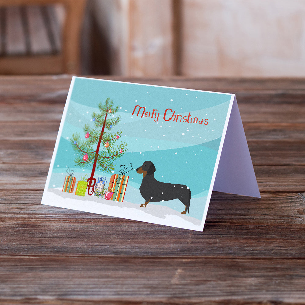 Dachshund Merry Christmas Tree Greeting Cards and Envelopes Pack of 8 Image 2