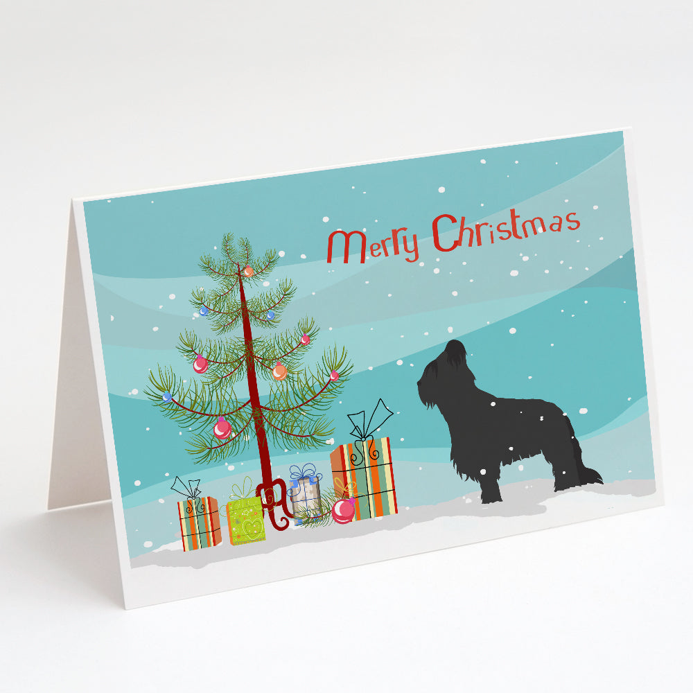 Briard Merry Christmas Tree Greeting Cards and Envelopes Pack of 8 Image 1