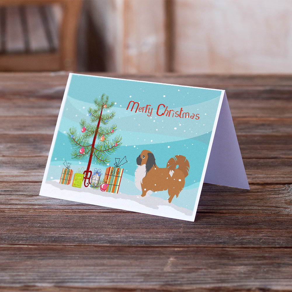 Pekingese Merry Christmas Tree Greeting Cards and Envelopes Pack of 8 Image 2