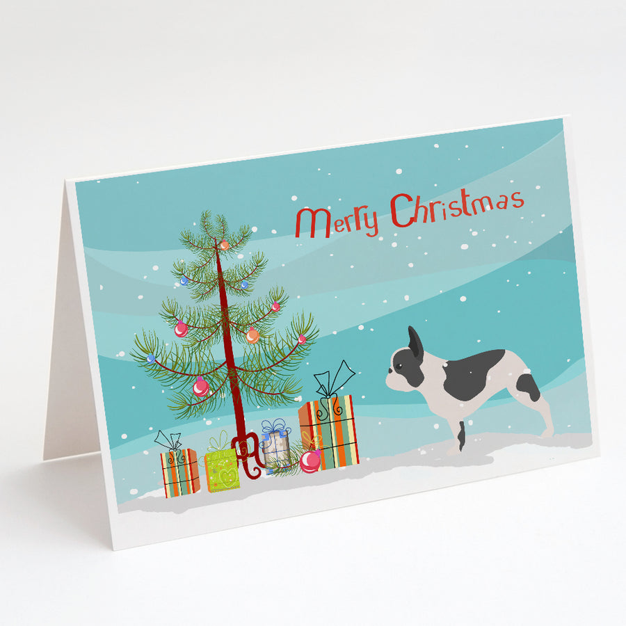 French Bulldog Merry Christmas Tree Greeting Cards and Envelopes Pack of 8 Image 1