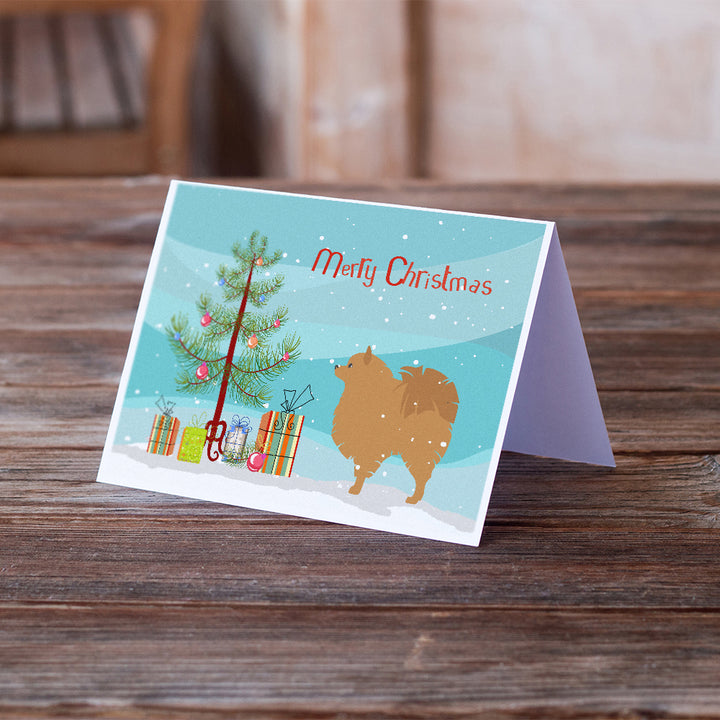 Pomeranian Merry Christmas Tree Greeting Cards and Envelopes Pack of 8 Image 2