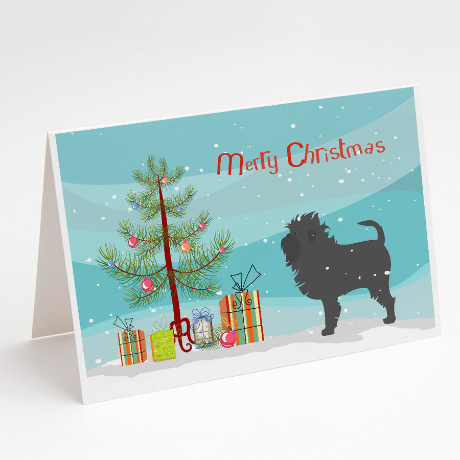 Affenpinscher Merry Christmas Tree Greeting Cards and Envelopes Pack of 8 Image 1