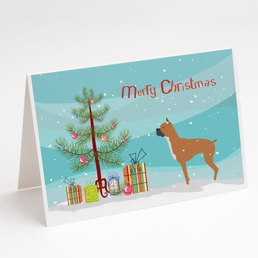 Boxer Merry Christmas Tree Greeting Cards and Envelopes Pack of 8 Image 1