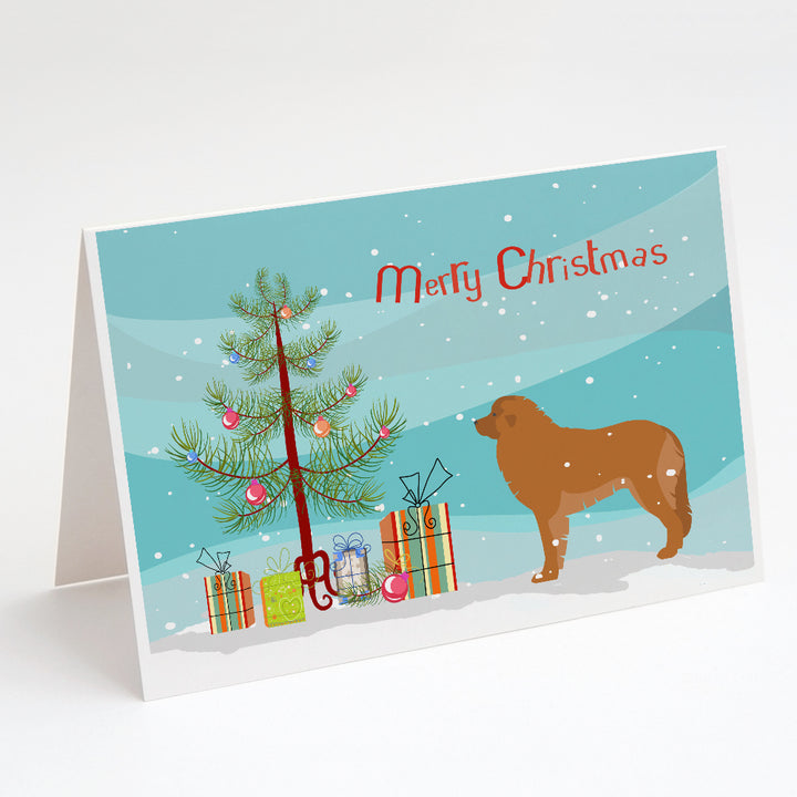 Leonberger Merry Christmas Tree Greeting Cards and Envelopes Pack of 8 Image 1