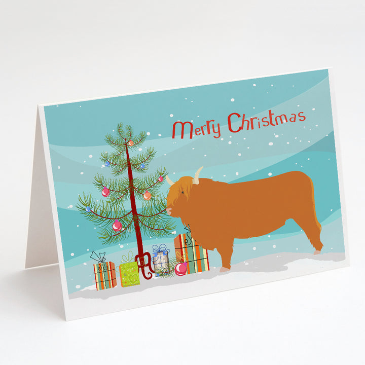 Highland Cow Christmas Greeting Cards and Envelopes Pack of 8 Image 1