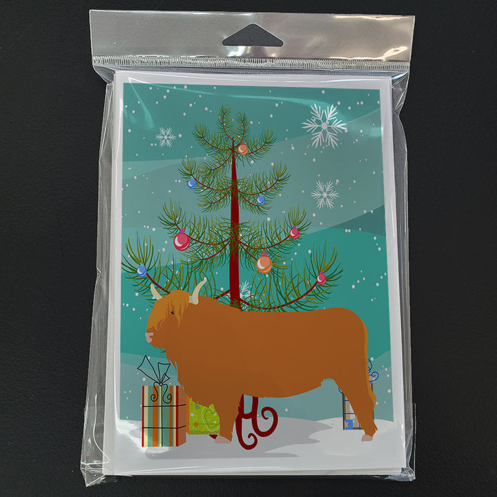 Highland Cow Christmas Greeting Cards and Envelopes Pack of 8 Image 3