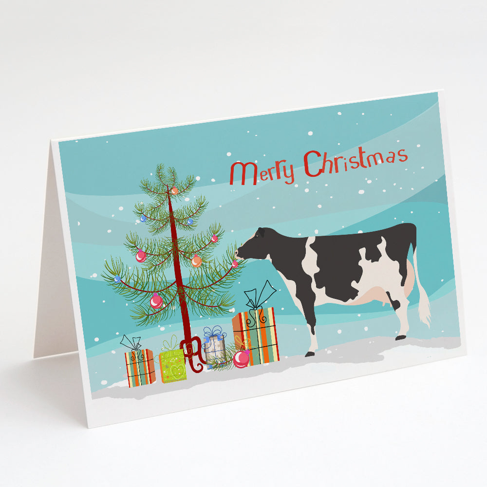 Holstein Cow Christmas Greeting Cards and Envelopes Pack of 8 Image 1