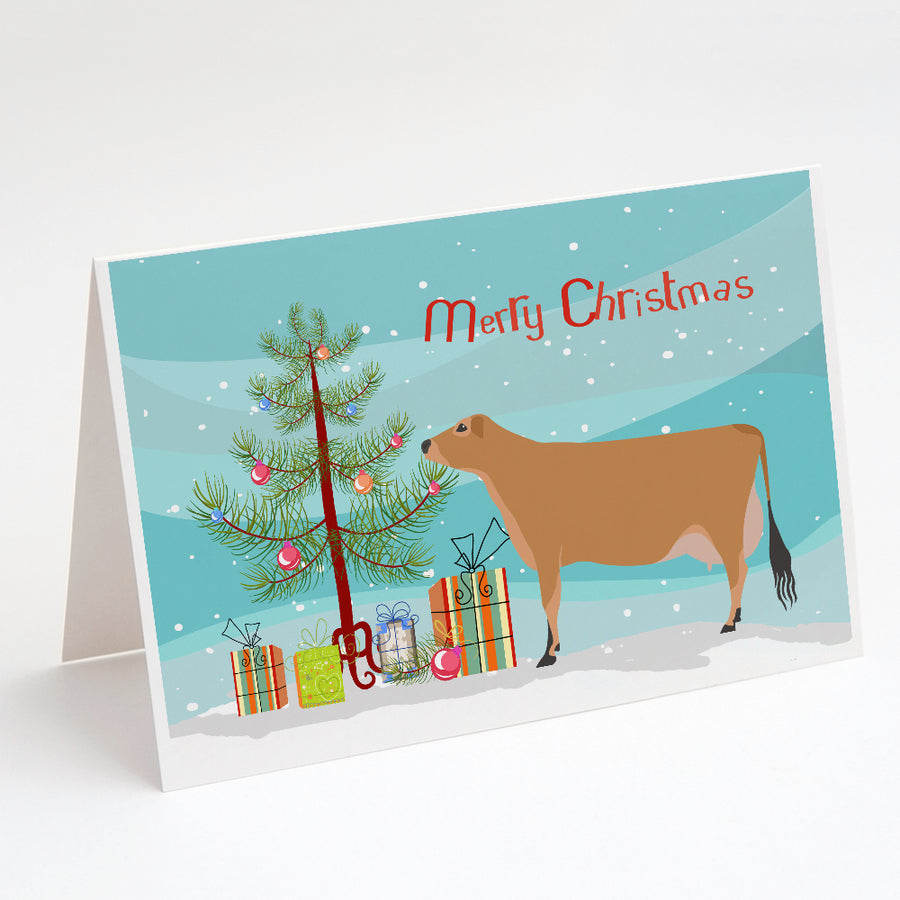 Jersey Cow Christmas Greeting Cards and Envelopes Pack of 8 Image 1