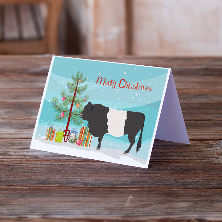 Belted Galloway Cow Christmas Greeting Cards and Envelopes Pack of 8 Image 2