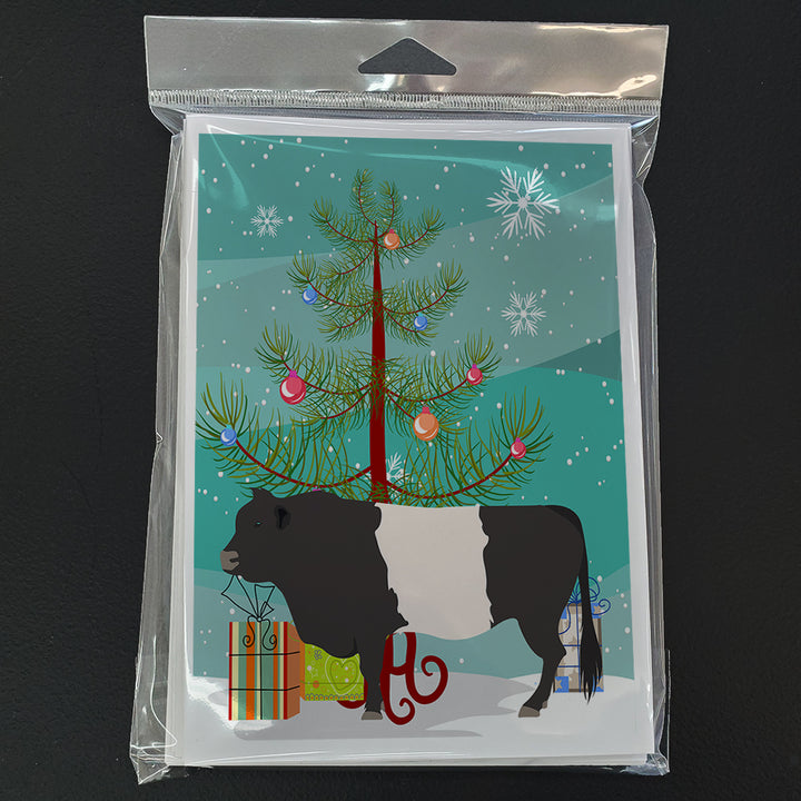 Belted Galloway Cow Christmas Greeting Cards and Envelopes Pack of 8 Image 3