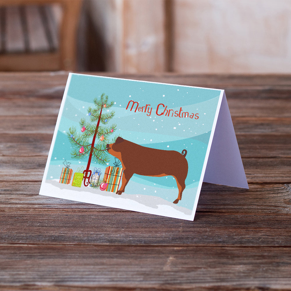 Duroc Pig Christmas Greeting Cards and Envelopes Pack of 8 Image 2