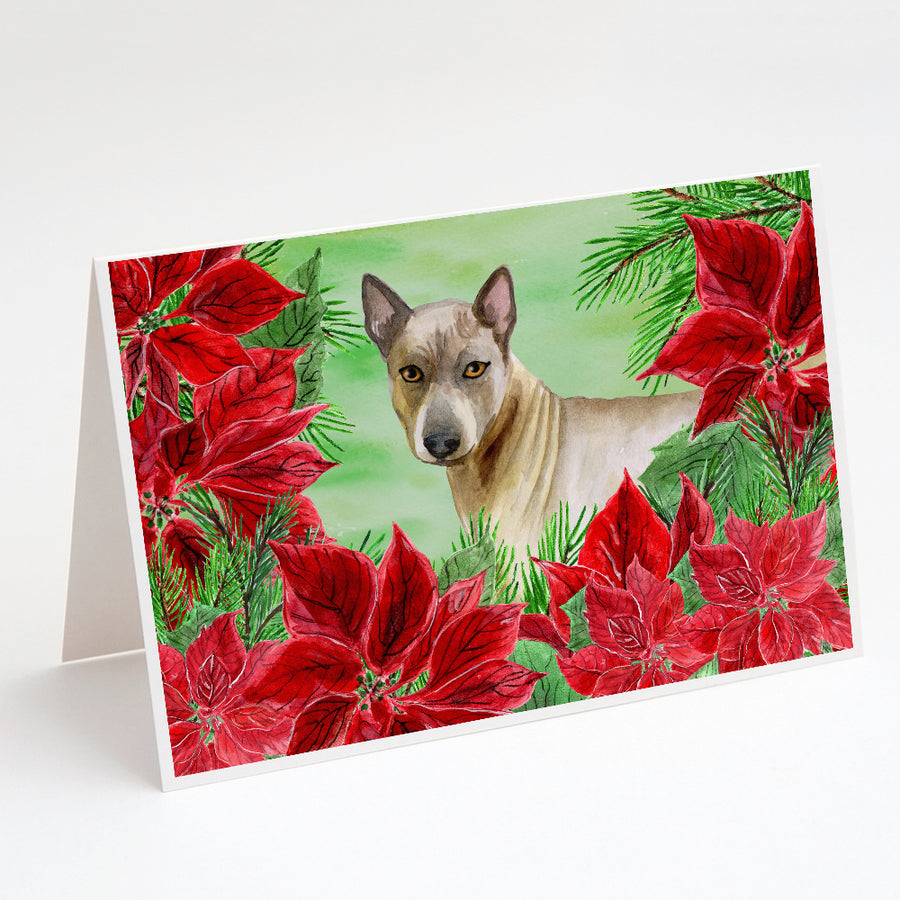 Thai Ridgeback Poinsettas Greeting Cards and Envelopes Pack of 8 Image 1