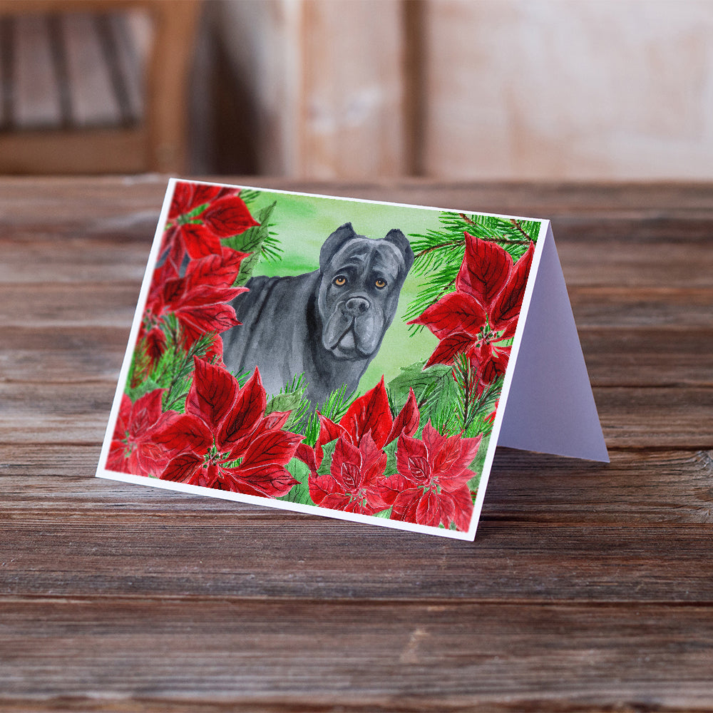 Cane Corso Poinsettas Greeting Cards and Envelopes Pack of 8 Image 2