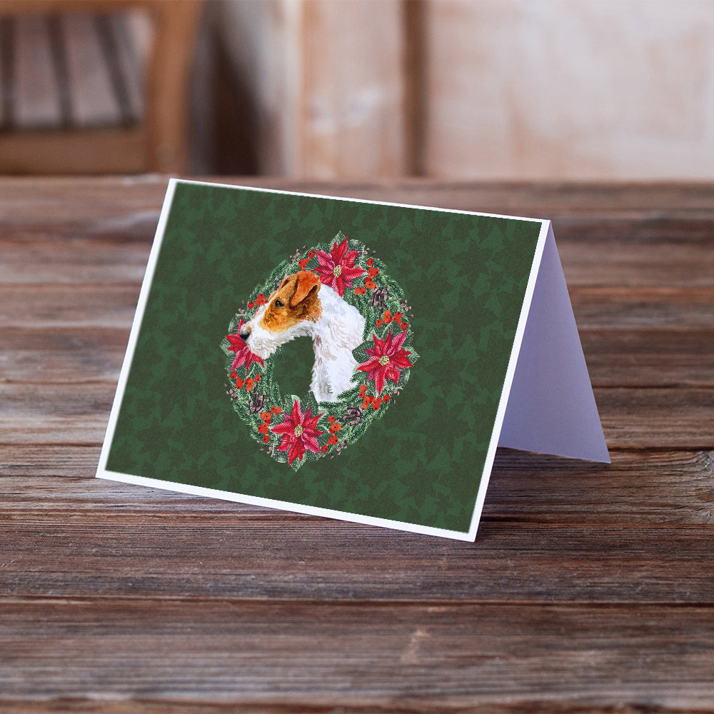 Fox Terrier Poinsetta Wreath Greeting Cards and Envelopes Pack of 8 Image 2