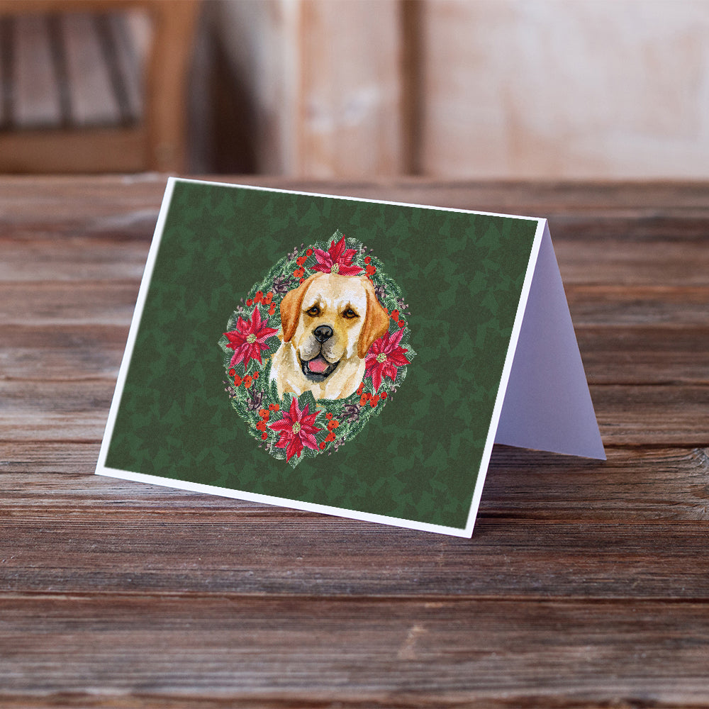 Golden Retriever Poinsetta Wreath Greeting Cards and Envelopes Pack of 8 Image 2