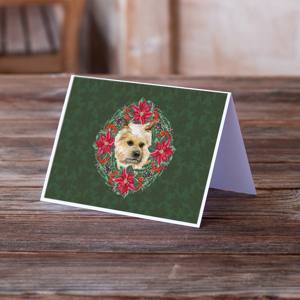 Cairn Terrier Poinsetta Wreath Greeting Cards and Envelopes Pack of 8 Image 2