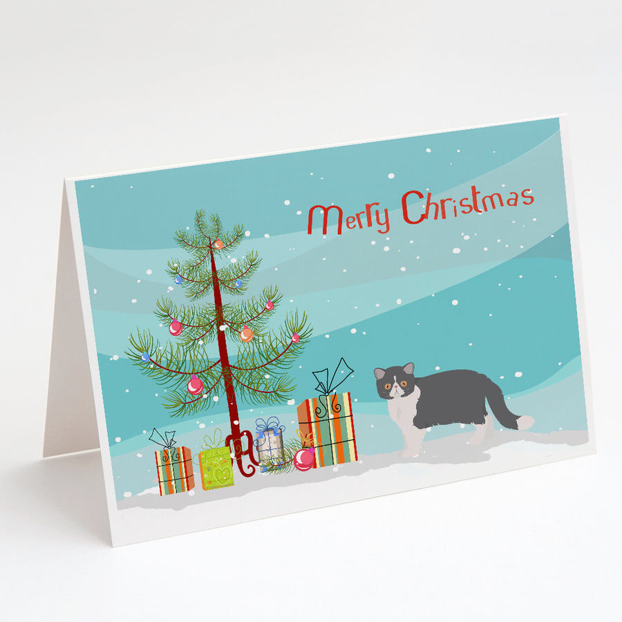 Exotic Shorthair Style 2 Cat Merry Christmas Greeting Cards and Envelopes Pack of 8 Image 1