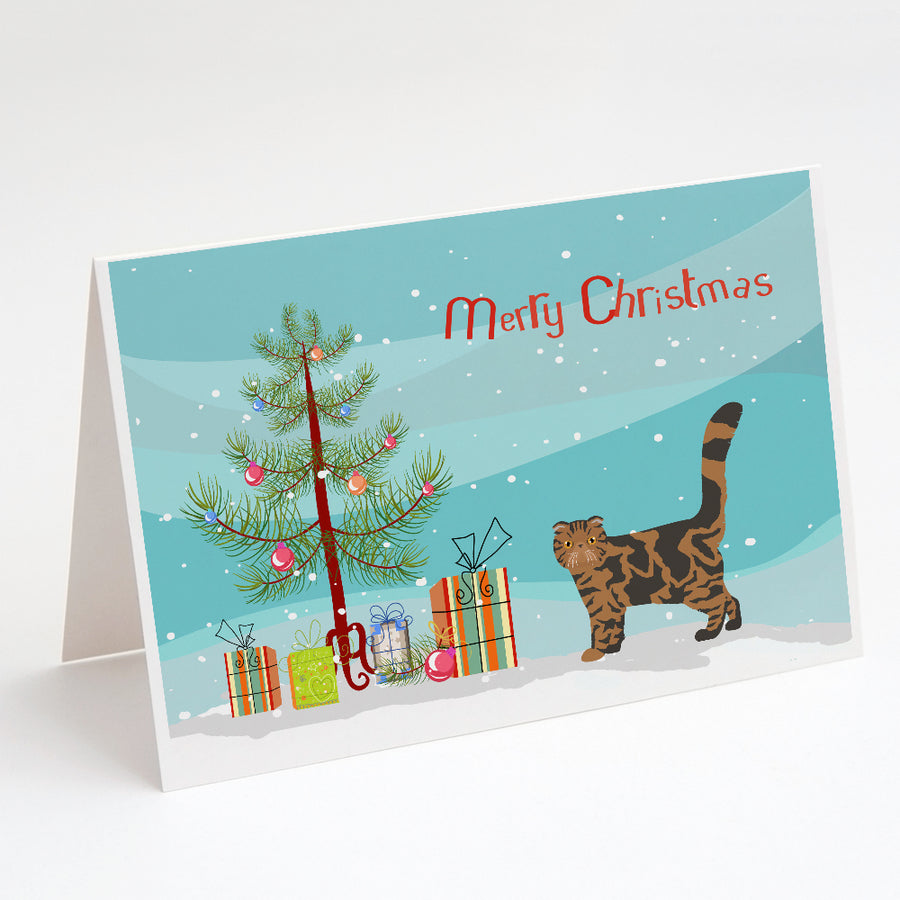 Foldex Exotic Fold Style 2 Cat Merry Christmas Greeting Cards and Envelopes Pack of 8 Image 1