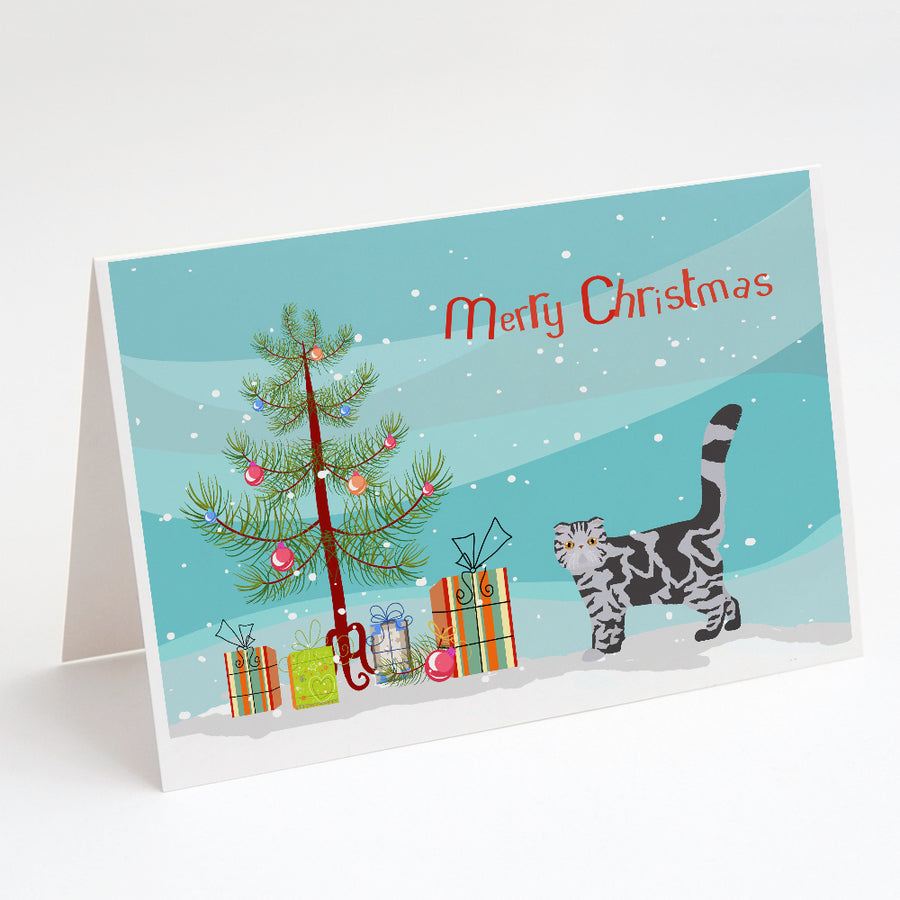 Foldex Exotic Fold Style 1 Cat Merry Christmas Greeting Cards and Envelopes Pack of 8 Image 1