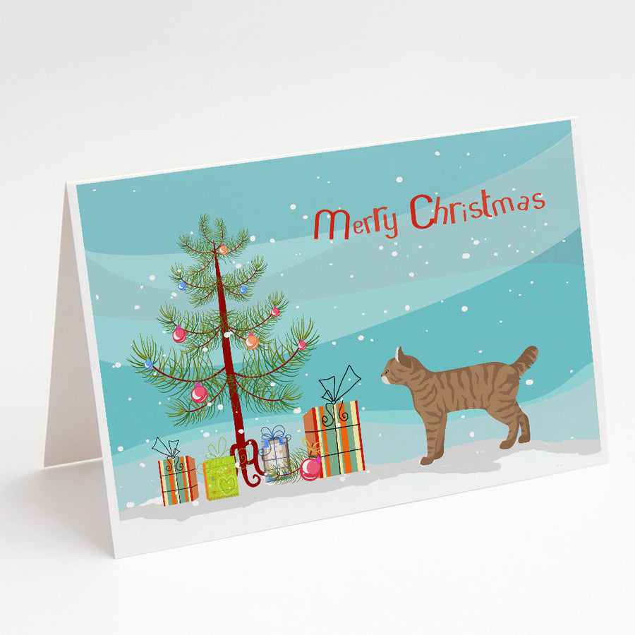 Highlander Lynx Style 1 Cat Merry Christmas Greeting Cards and Envelopes Pack of 8 Image 1