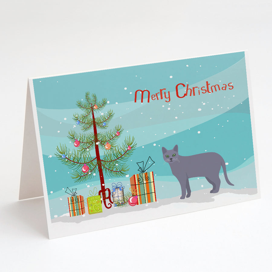 Korat Style 1 Cat Merry Christmas Greeting Cards and Envelopes Pack of 8 Image 1