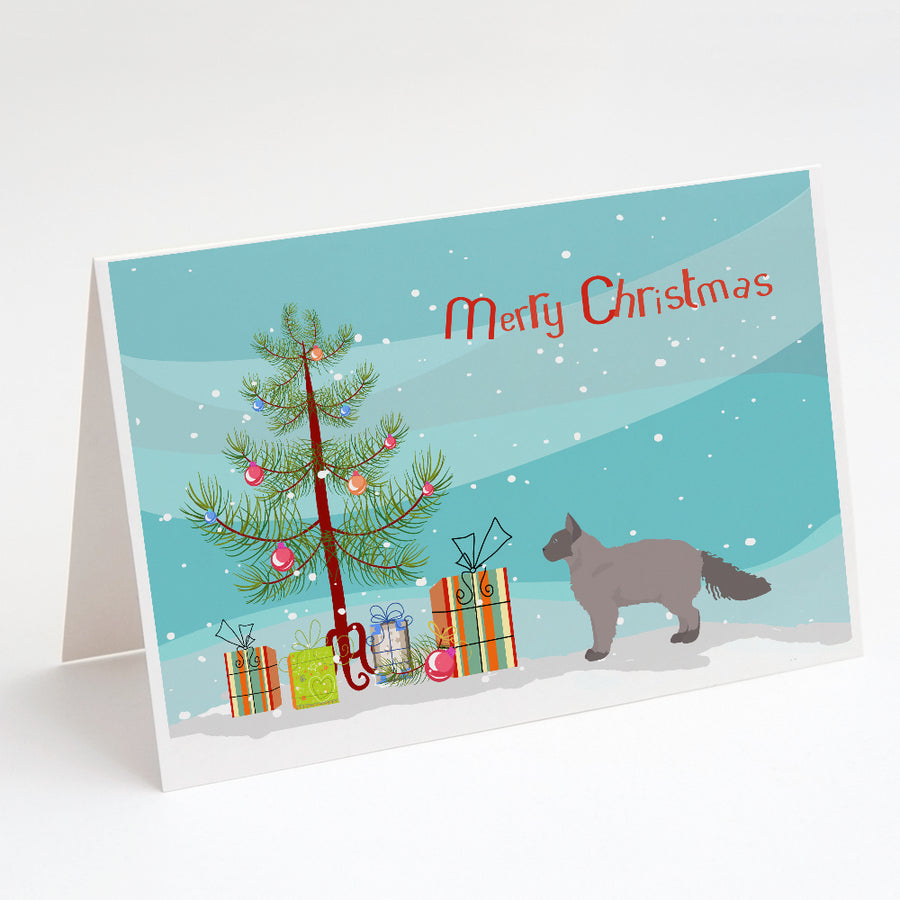 La Perm Style 3 Cat Merry Christmas Greeting Cards and Envelopes Pack of 8 Image 1