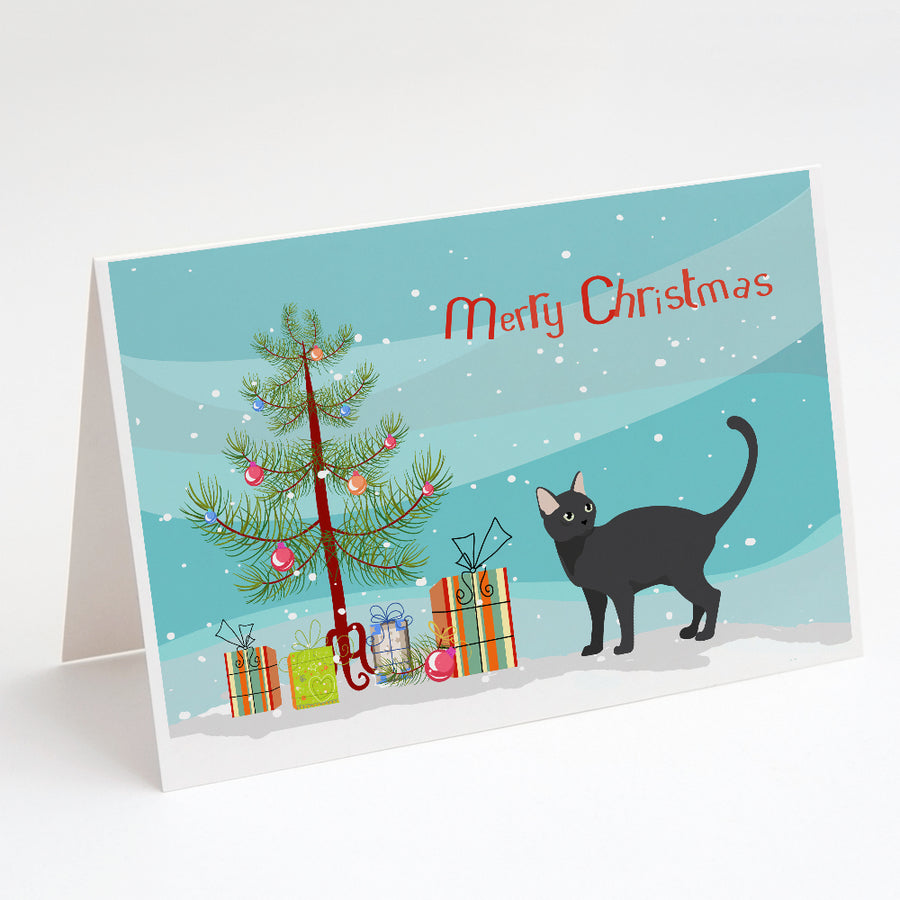 Malayan Style 2 Cat Merry Christmas Greeting Cards and Envelopes Pack of 8 Image 1