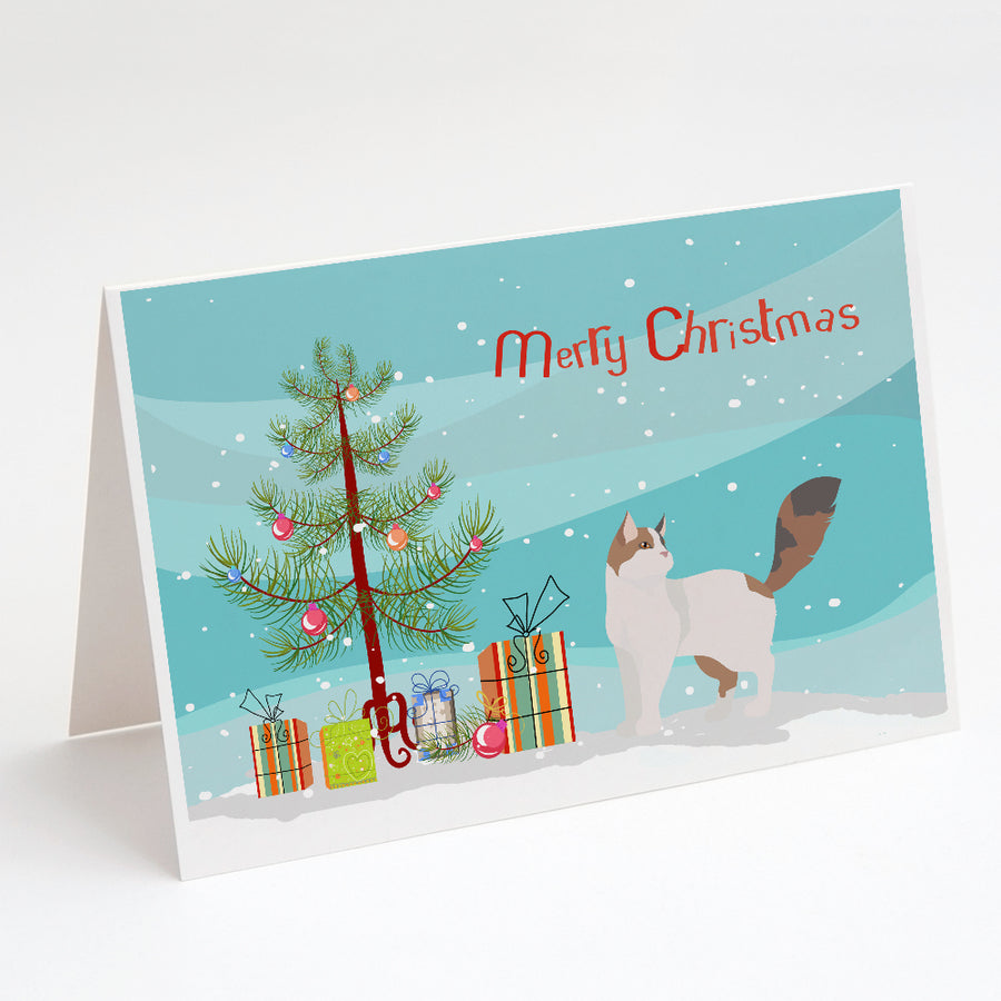 Turkish Van Cat Merry Christmas Greeting Cards and Envelopes Pack of 8 Image 1