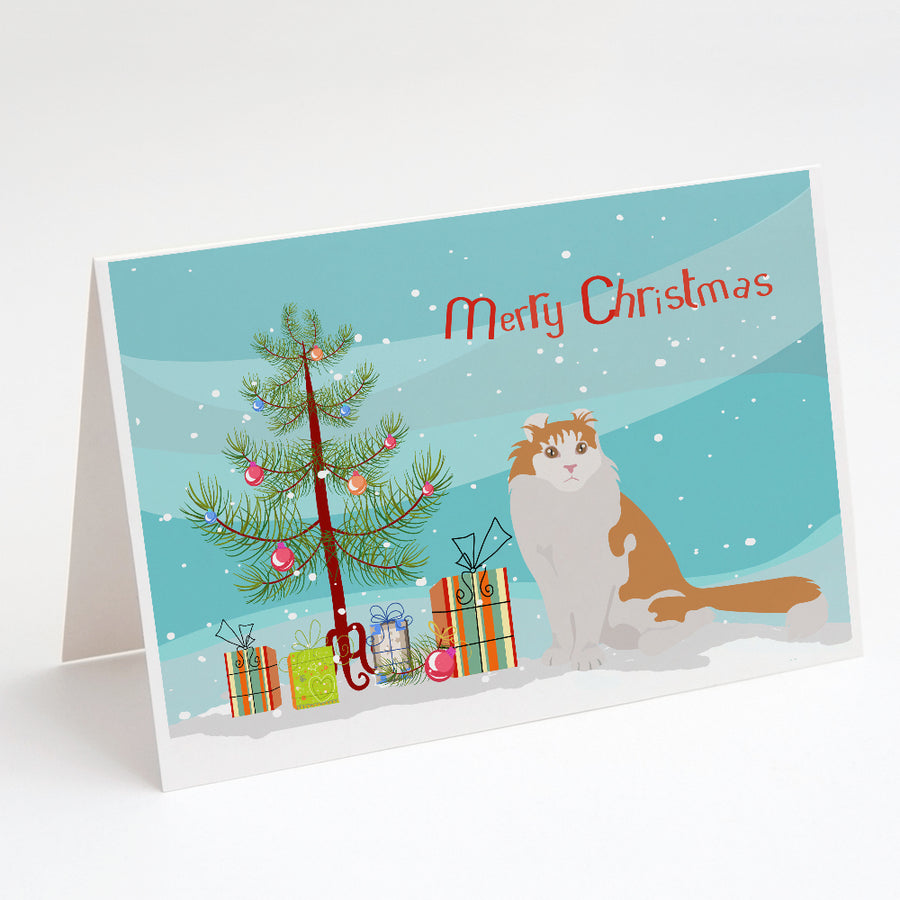 American Curl Cat Merry Christmas Greeting Cards and Envelopes Pack of 8 Image 1