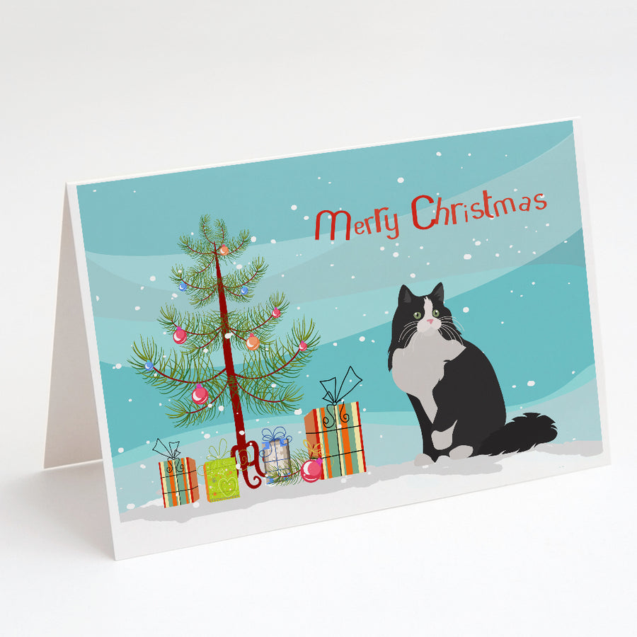 Ragamuffin Cat Merry Christmas Greeting Cards and Envelopes Pack of 8 Image 1