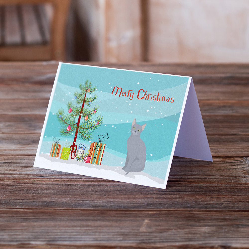 Russian Blue Cat Merry Christmas Greeting Cards and Envelopes Pack of 8 Image 2