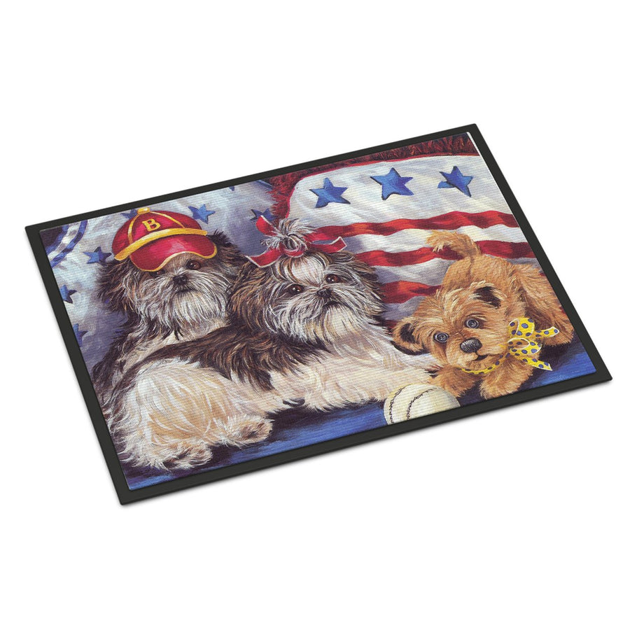 Shih Tzu Americana Sweethearts Indoor or Outdoor Mat 18x27 Image 1