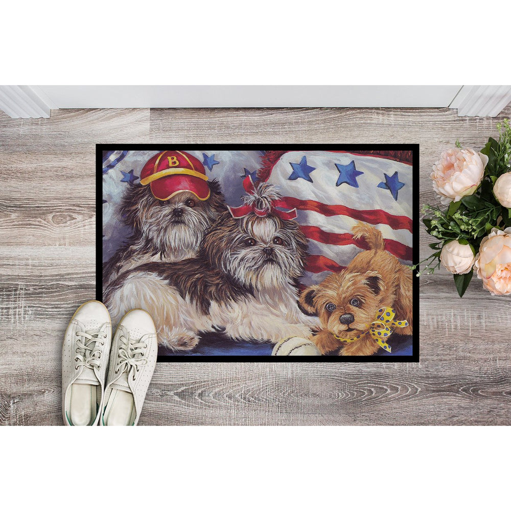 Shih Tzu Americana Sweethearts Indoor or Outdoor Mat 18x27 Image 2