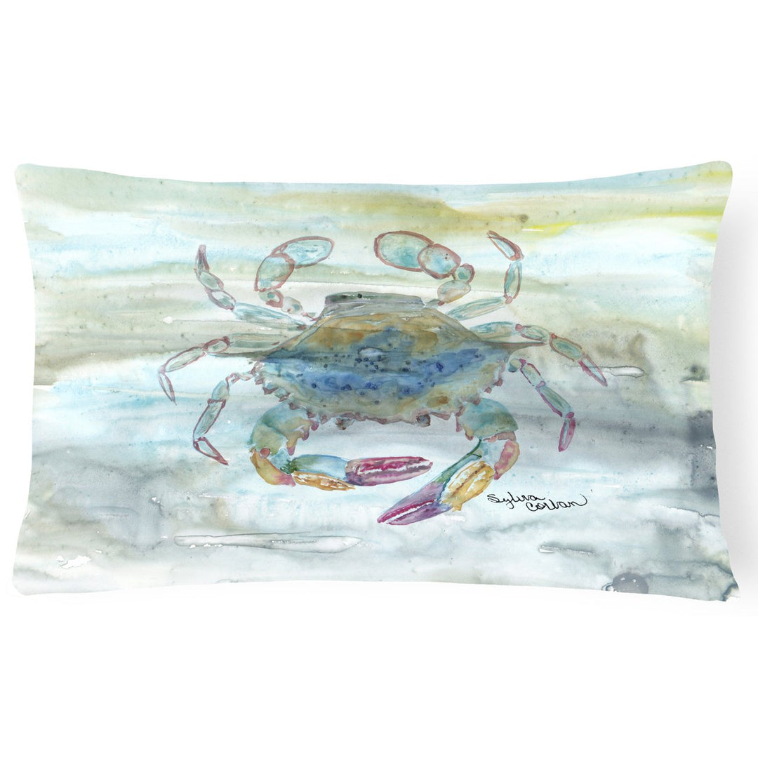 Female Blue Crab Watercolor Canvas Fabric Decorative Pillow Image 1