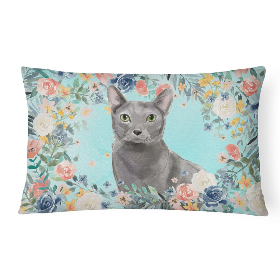 Blue Russian Spring Flowers Canvas Fabric Decorative Pillow Image 1