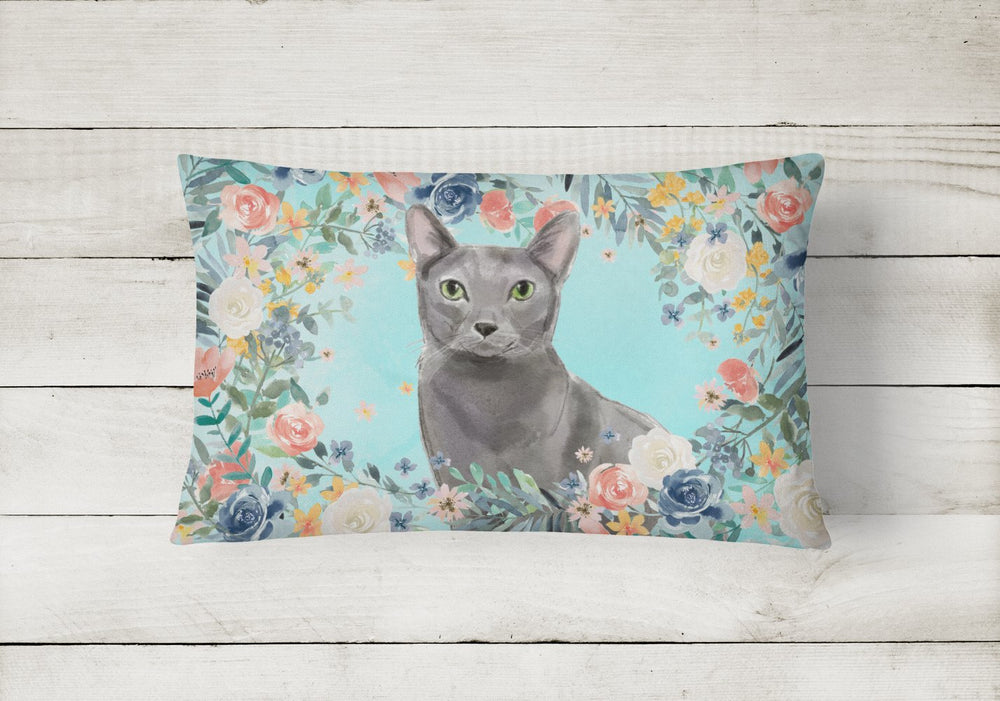 Blue Russian Spring Flowers Canvas Fabric Decorative Pillow Image 2