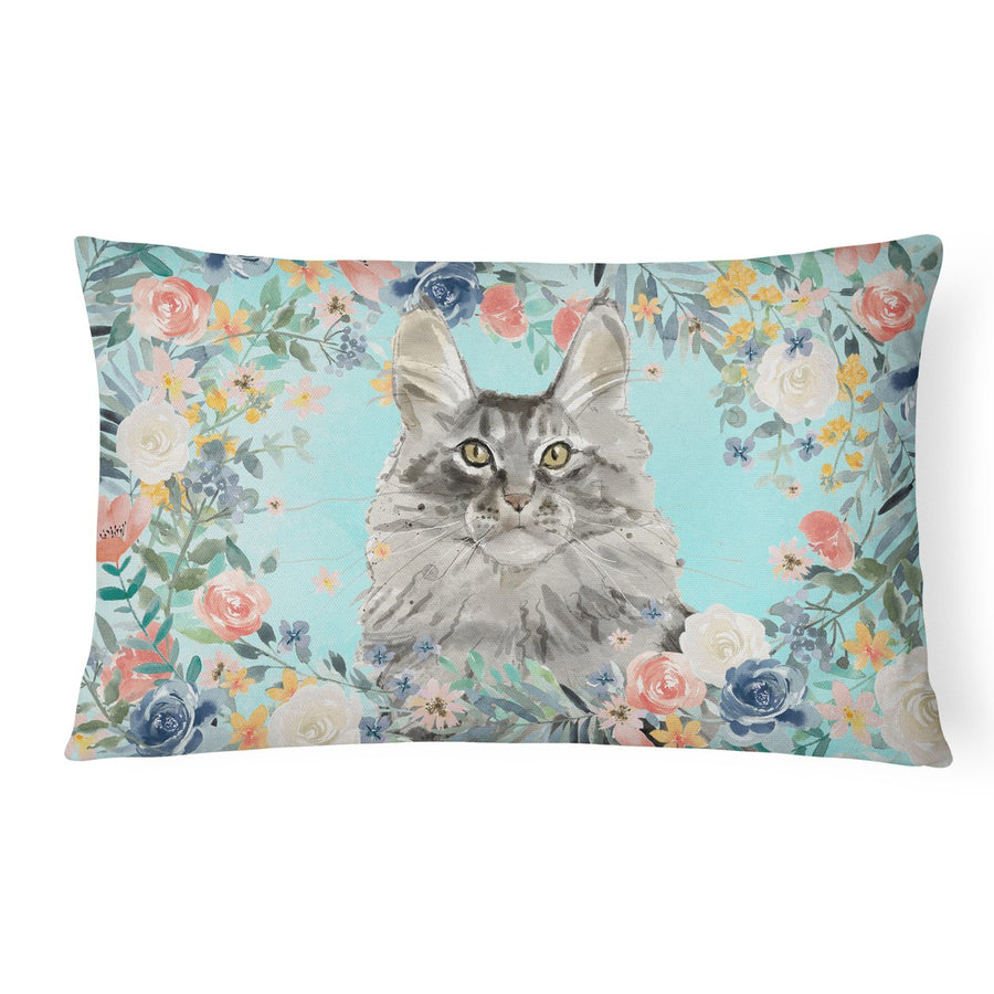 Maine Coon Spring Flowers Canvas Fabric Decorative Pillow Image 1